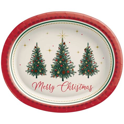 Elegant Christmas Evergreen 12 Inch Oval Plates Party At Lewis Elegant