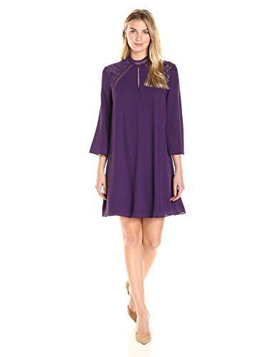 James Erin Women S Mock Neck Bell Sleeve Shift Dress Women S