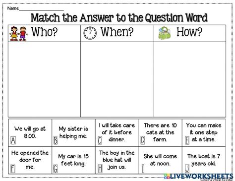 Match The Wh Qu Free Interactive Worksheets 1350636