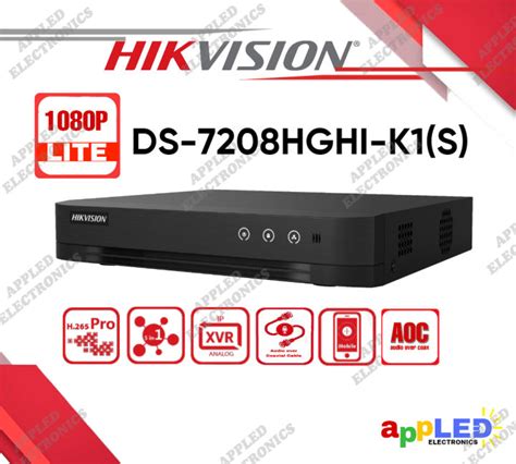 Hikvision DS 7208HGHI K1 S 8CH 1080P LITE H 265 DVR With AoC Audio