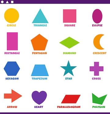 premium vector basic geometric shapes  captions set  children
