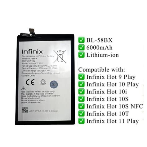Infinix Hot Battery Infinix Hot Play Model Bl Bxb X X B X C