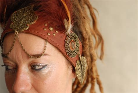 Tribal Fusion Headband Burning Man Headdress Leather By Belisamag