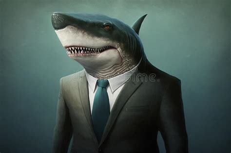 Portrait Of Shark In A Business Suit Stock Illustration Illustration Of Attaching Cute 271192330