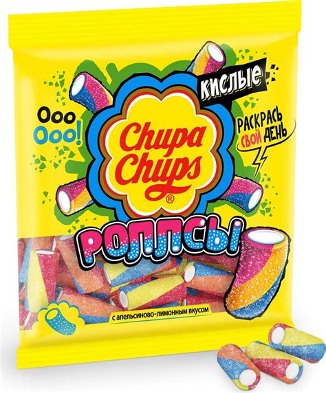 Характеристики Жевательный мармелад Chupa Chups Кислые роллсы, 150 г ...
