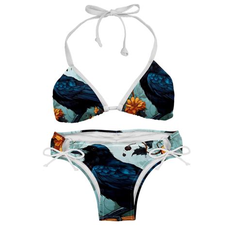 Crow Detachable Sponge Adjustable Strap Bikini Set Two Pack Swim Suit Swimsuits One Piece