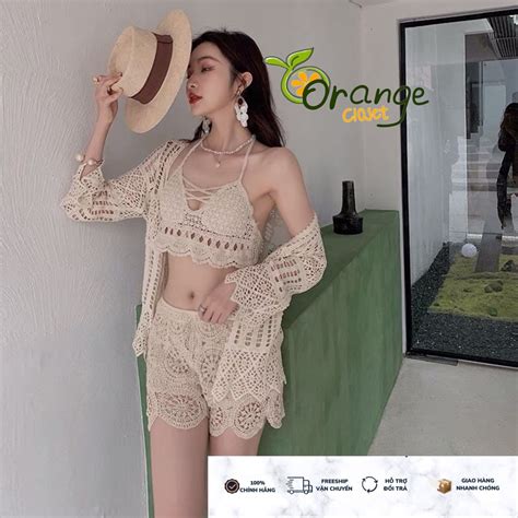 Bikini Kín Đáo 3 Món Đi Biển Hàng Len Móc QC Loại 1 Đồ Bơi Đồ Đi Biển Du Lịch Shopee Việt Nam