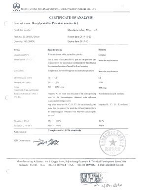 Fillable Online Certificate Of Analysis Stobeccom Fax Email Print