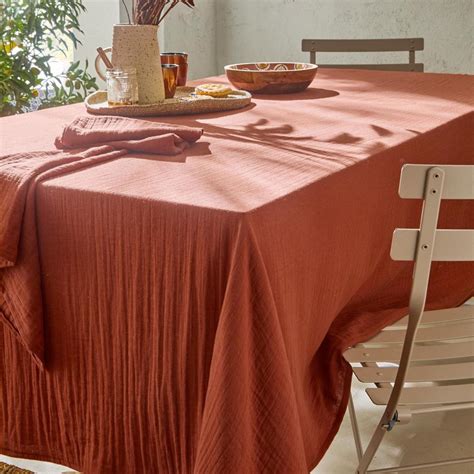 Nappe Orange Terracotta En Gaze De Coton X Olivianap Nappes