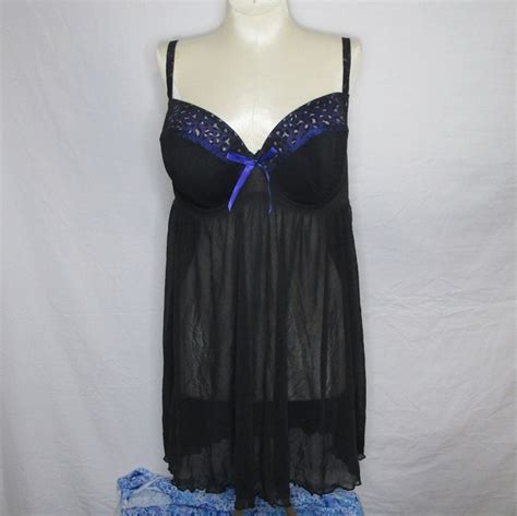 Cacique Intimates Sleepwear Nwt Piece Cacique Purple And Black Lingerie Poshmark