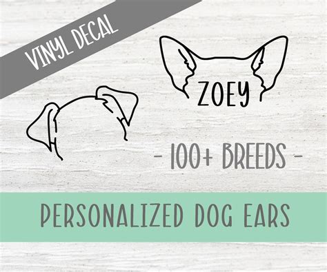 Personalized Dog Ear Vinyl Decalsstickers Etsy