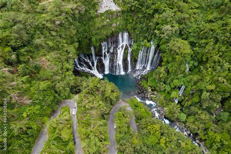 Cascade Grand Galet à Saint Joseph vue en drone sur l Ile de La Réunion