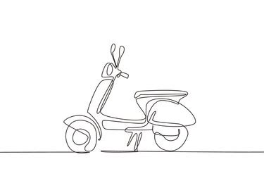 Single Continuous Line Drawing Scooter Retro Vector Image