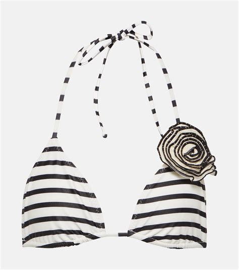 Rosette Floral Appliqu Bikini Top In White Same Mytheresa