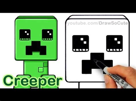 How to Draw a Minecraft Creeper Cute and Easy - YouTube
