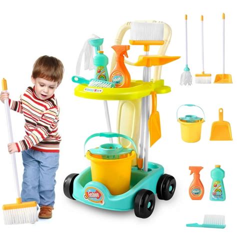 Kids Cleaning Set for Toddlers, Toy Broom & Mop Cleaning Accessory Set ...