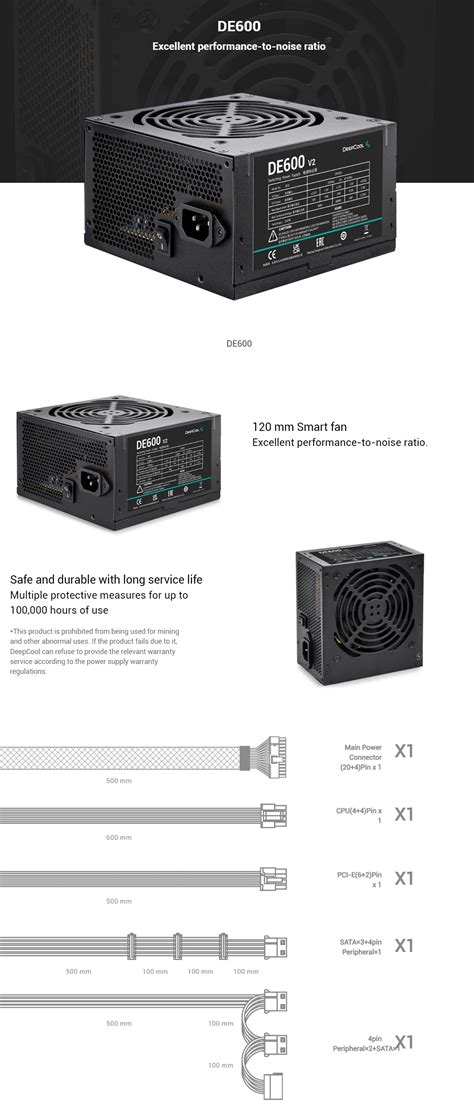 Deepcool 450W V2 High Efficiency Gaming True Power Supply (DP-DE600US ...