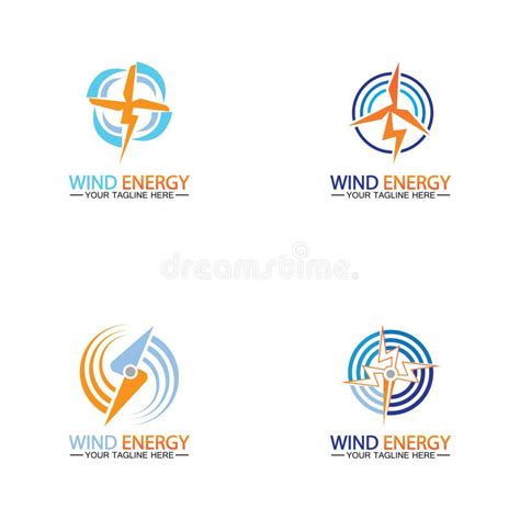 Wind Energy Logo Renewable Energy Icon With Wind Turbines And Thunder