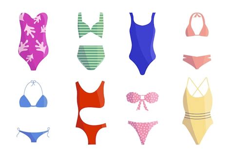 Premium Vector Swimsuit Collection Bikini Set Summer Clothes Beach Style Pool Wear Female Fashion