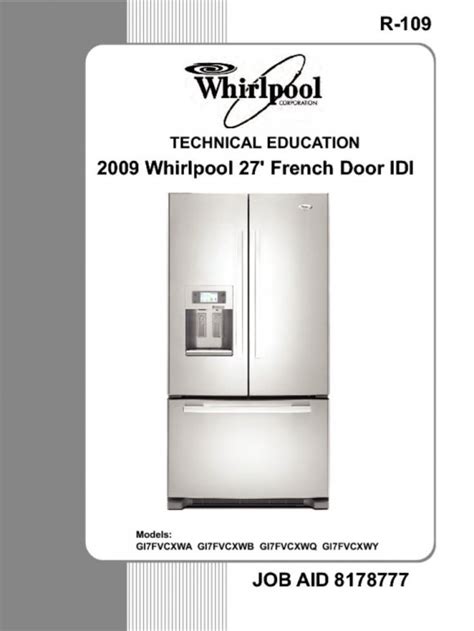 Whirlpool French Door Bottom Freezer Refrigerator Service Manual ...