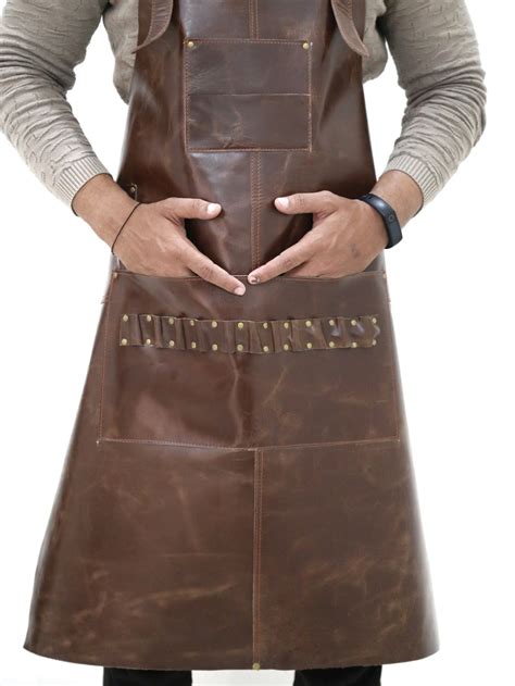 Distressed Leather Apron Black Full Grain Leather Butchers Etsy