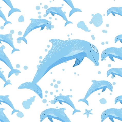 Dolphin Seamless Pattern Blue Animal Background Baby Vacation Marine