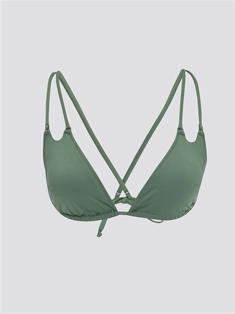 LCW DREAM Yeşil Kadın Dikişli Pedli Düz Bikini Üst S AE Z SXQ LCW