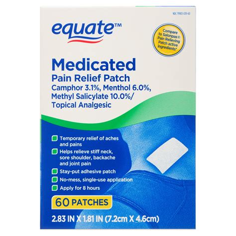 Equate Medicated Pain Relief Patches For Body Aches And Pains 20 Count