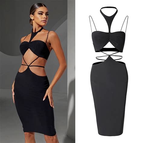 Sexy Vestido De Dan A Latina Mulheres Oco Para Fora Vestido Preto Ver O Latina Pr
