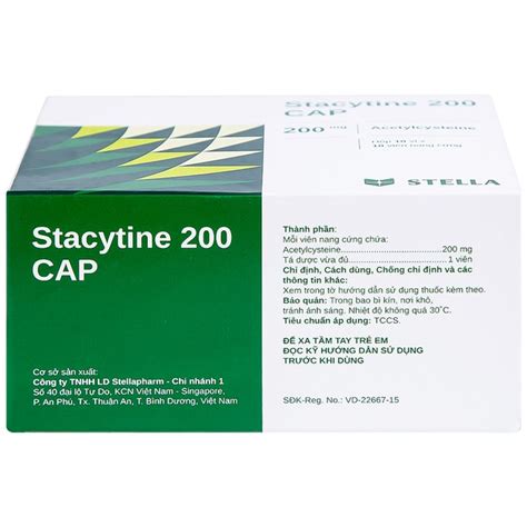 Thuốc Stacytine 200mg Cap Stella tiêu nhầy trong viêm phế quản cấp và