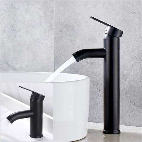 HOT P Matte Black Basin Faucet Stainless Steel Single Handle Hot And Cold Water Mixer