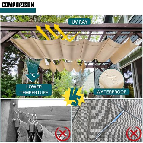 Snapklik Outdoor Retractable Pergola Replacement Shade Cover For