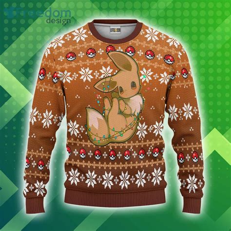 Eevee Cute Ugly Christmas Sweater Pokemon Custom Freedomdesign