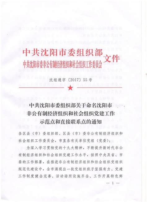 何氏集团党委被命名为沈阳市非公有制经济组织和社会组织党建工作示范点