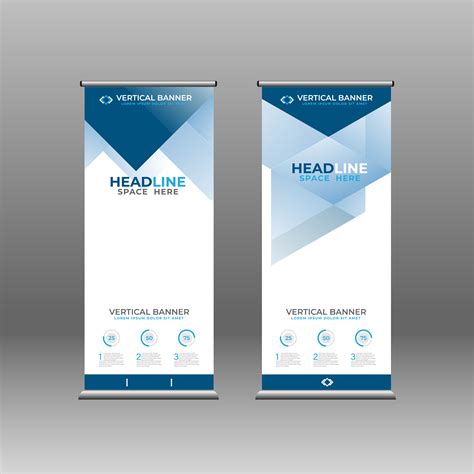 Modern Vertical Roll Up Banner With Blue Polygons Vector Art At