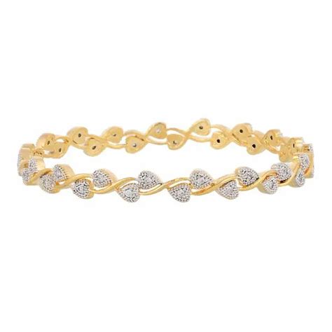 Zeneme Bangle Gold Plated American Diamond Studded Sparkling Leafy