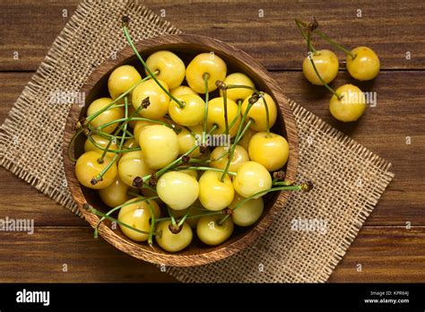 ripe yellow  rainier cherry stock photo alamy