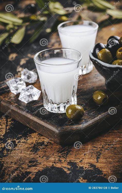 Traditional Greek Vodka Ouzo Stock Photo - Image of raki, anise: 283786128