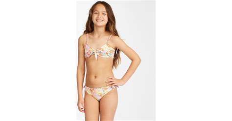 Billabong Girls Windsong Hanky Tie Trilet Bikini Set Multicolor