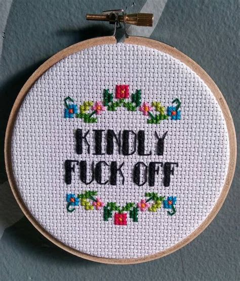 Kindly Fuck Off Cross Stitch Made To Order Etsy