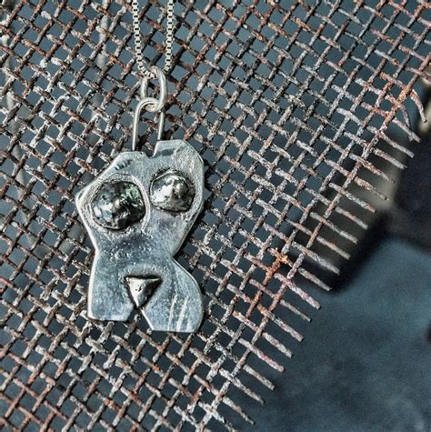 Abstract Art Female Body Sterling Silver Necklace Primitive Naked Woman Pendant Artistic