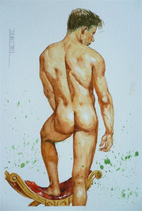 Watercolor Male Nude Painting By Hongtao Huang ArtMajeur By YourArt