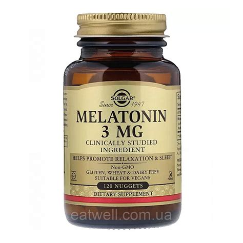 Мелатонин, Melatonin, Solgar, 3 мг, 120 таблеток SOL-01935 купить ...