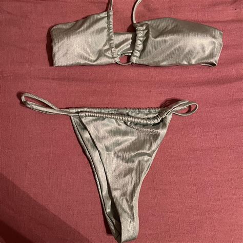 REPOP Shimmery Green Bikini Set Both Size M Cheeky Depop