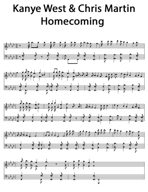 Kanye West And Chris Martin Homecoming Piano Sheets Piano Tutorial