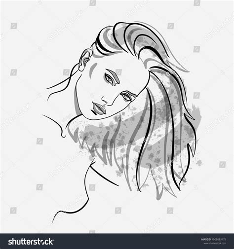 Sketch Woman Long Hair Nude Continuous Stock Illustration Shutterstock