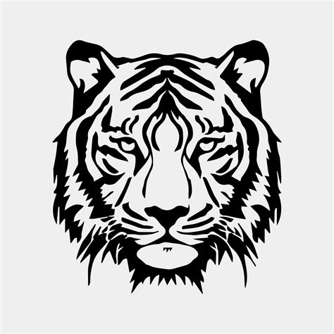 A Black And White Vector Of A Tigers Face 21193511 Vector Art At Vecteezy
