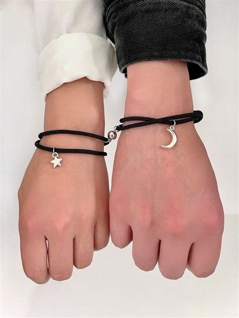 Couple Matching Bracelets For Couple Magnet Heart Bracelet Black