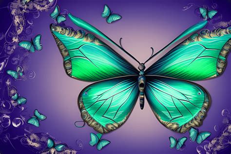 Beautiful 3d Purple And Blue Butterflies · Creative Fabrica