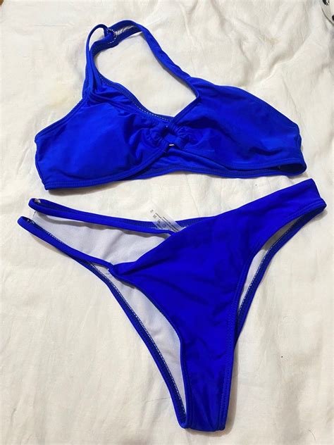 Shein Royal Blue One Side Two Piece Bikini Women S Fashion Swimwear